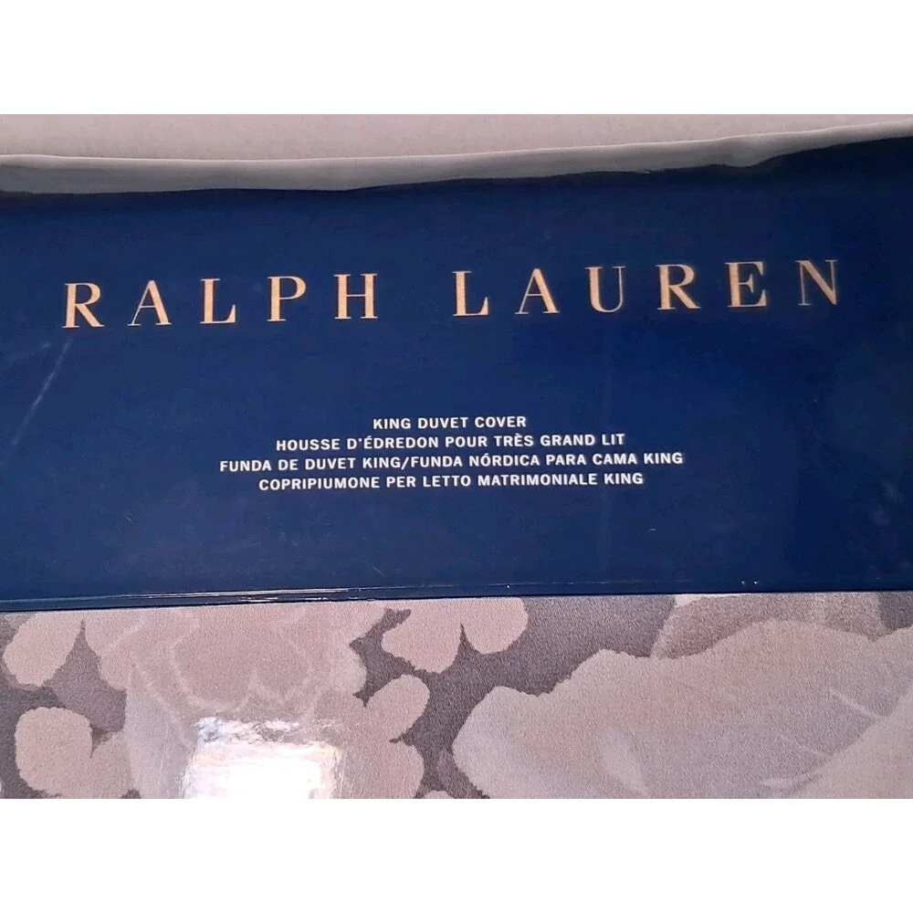 Ralph Lauren Avery Duvet Cover King Bed Gray Chrysanthemum Floral NEW